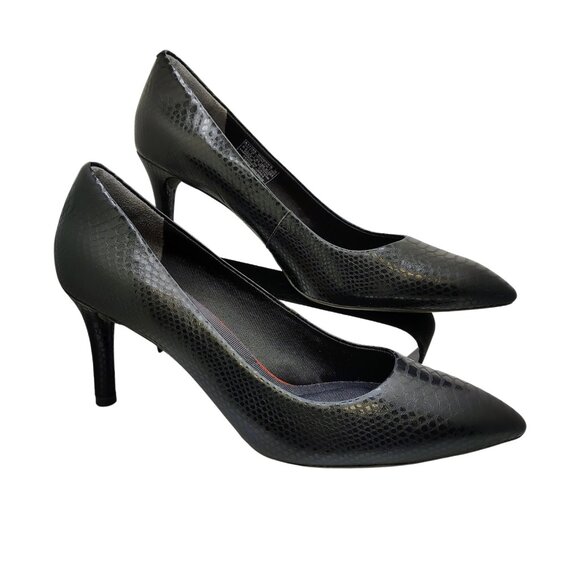 Rockport Black Snakeskin Leather Pumps | Size 9.5 | Total Motion Heels - Picture 1 of 7